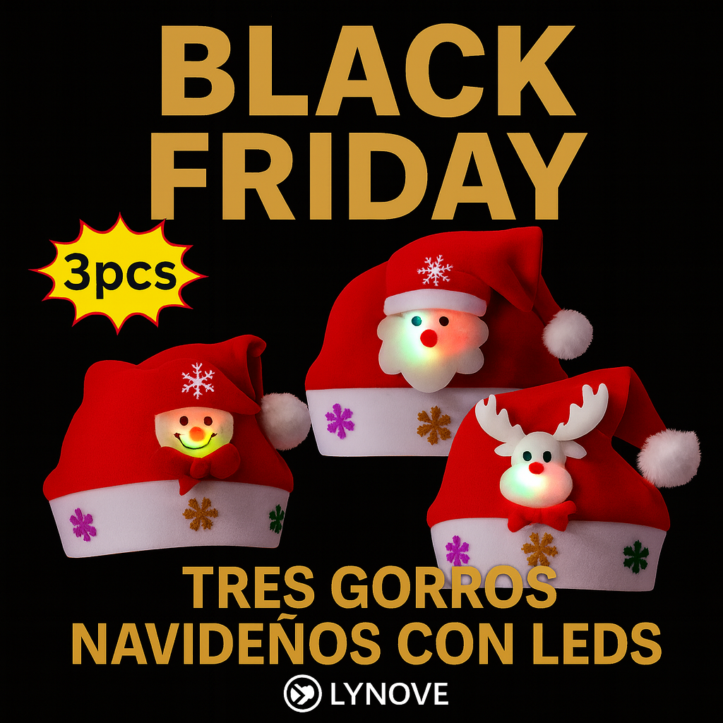 Pack 3 Gorros Viejo Pascuero LED
